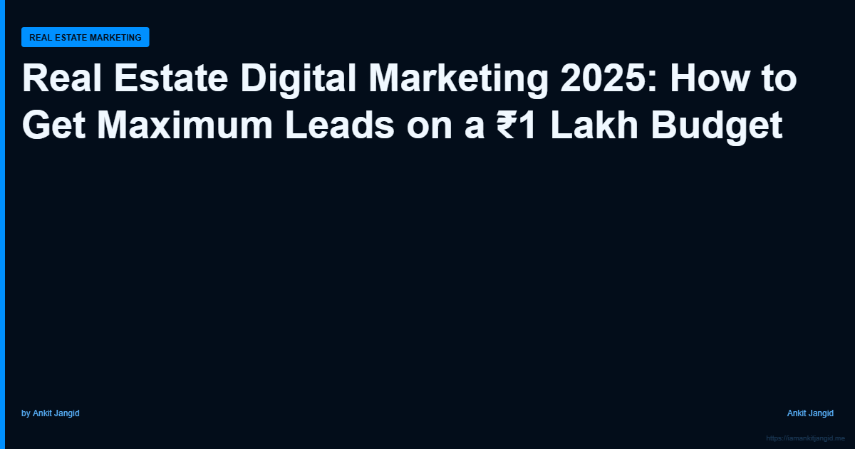 Real Estate Digital Marketing 2025: How to Get Maximum Leads on a ₹1 Lakh Budget